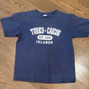 Turks & Caicos Large Navy Graphic Short Sleeve Tee